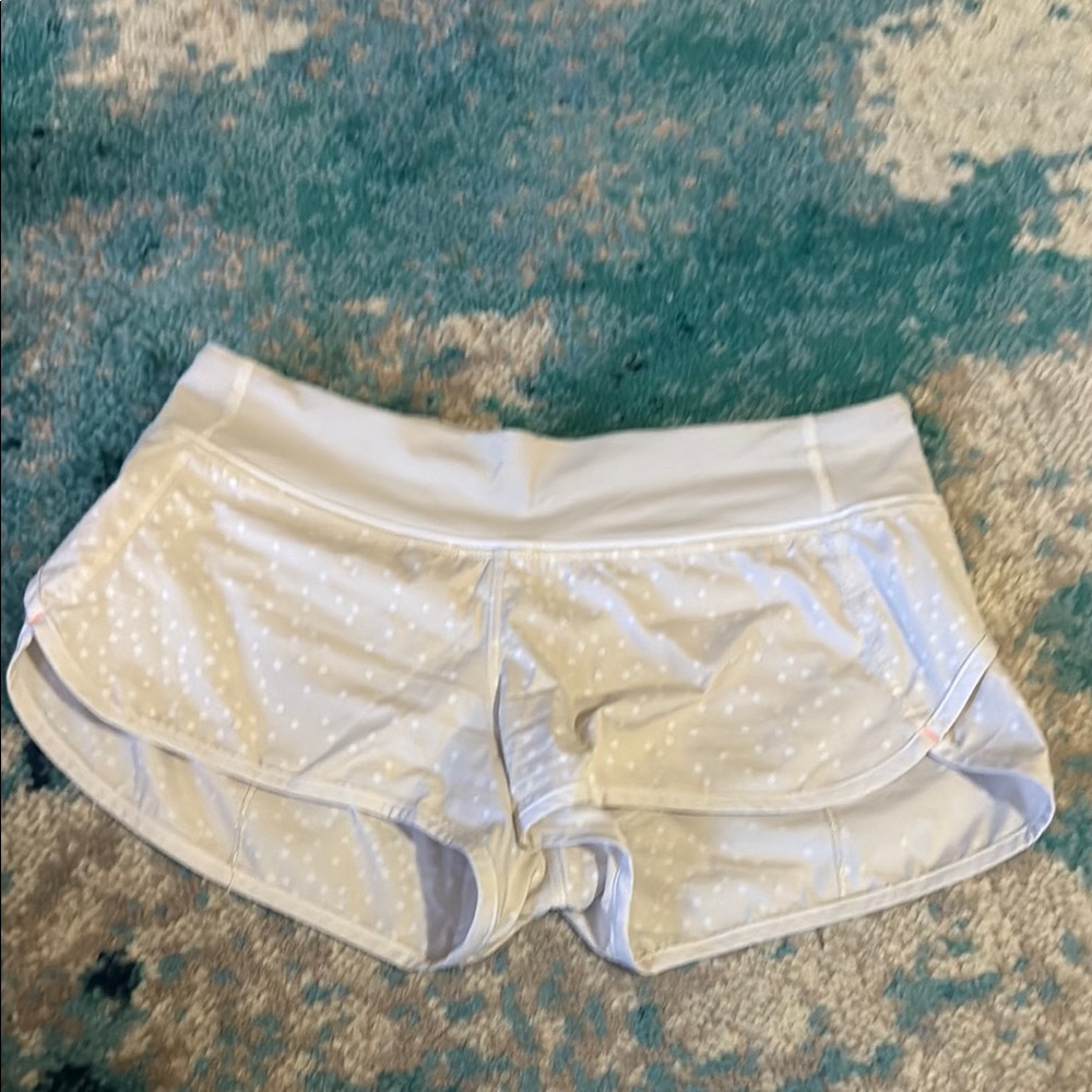 Lululemon speed up White Polka Dot Shorts